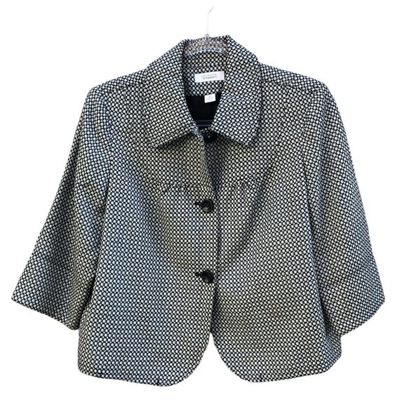 Vintage Larry Levine Black White Suit Jacket Size 12 - Picture 2 of 8